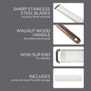 Sur La Table Kitchen Essentials Flat Grater, Etched Stainless Steel Blade with Black Walnut Wood Handle, Cheese Grater and Zester(Long Grater)