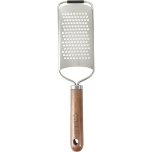 Sur La Table Kitchen Essentials Flat Grater, Etched Stainless Steel Blade with Black Walnut Wood Handle, Cheese Grater and Zester(Flat Grater)
