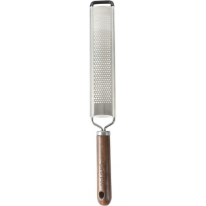 Sur La Table Kitchen Essentials Flat Grater, Etched Stainless Steel Blade with Black Walnut Wood Handle, Cheese Grater and Zester(Long Grater)