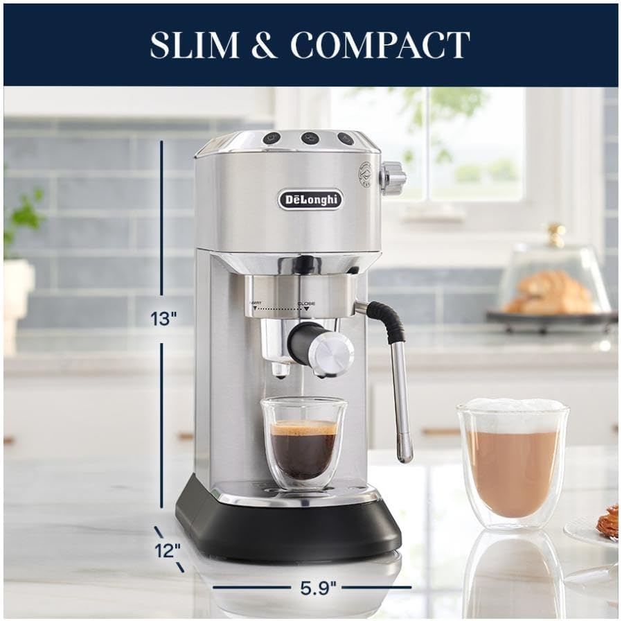 image:imageDeLonghi Dedica Arte Espresso Machine with My LatteArt Steam Wand Milk Frother 15Bar Pump amp 3Level Temp Control Compact Espresso Maker for Latte amp Cappuccino Italian Stainless Steel DesignMetal