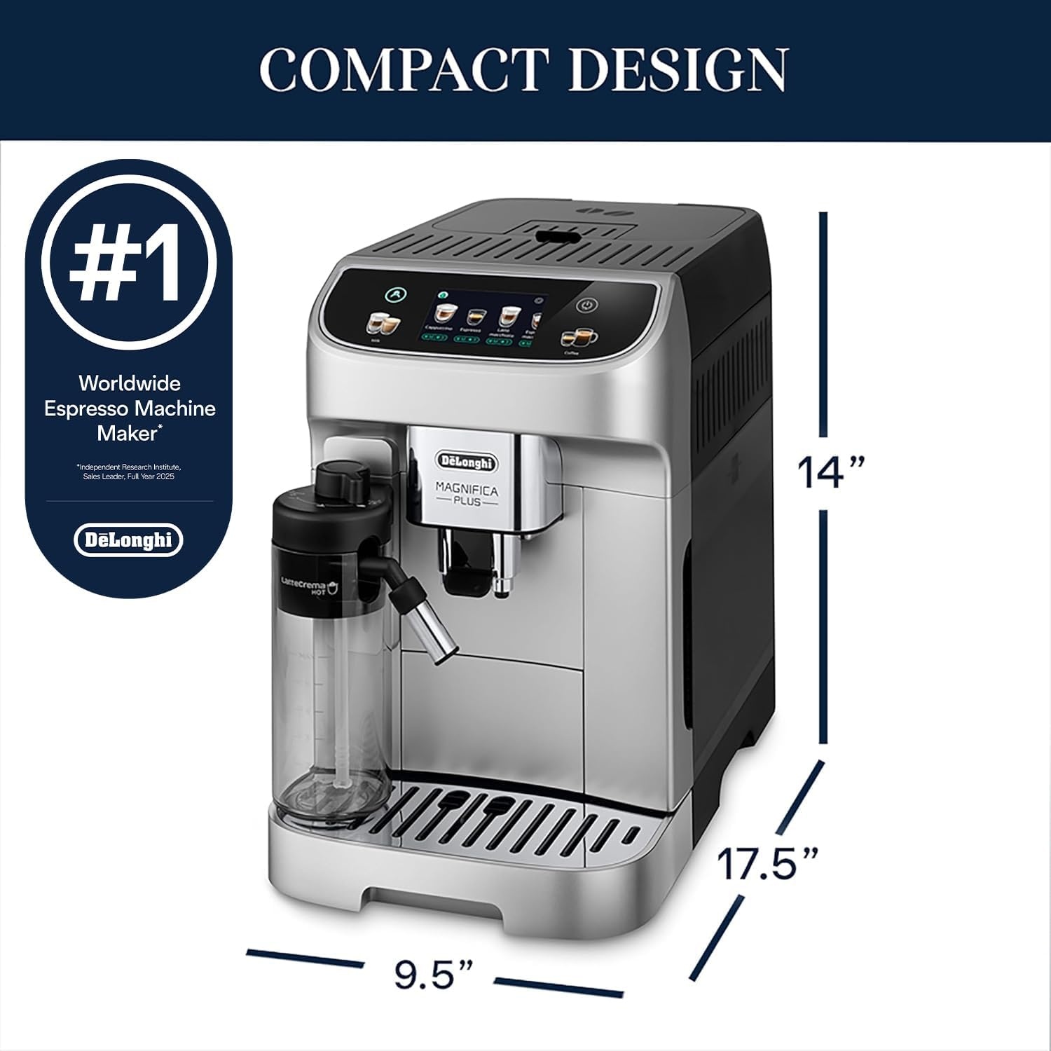 image:imageDeLonghi Magnifica Evo Next Automatic Espresso Machine Frother SilverMag Plus Auto Frother