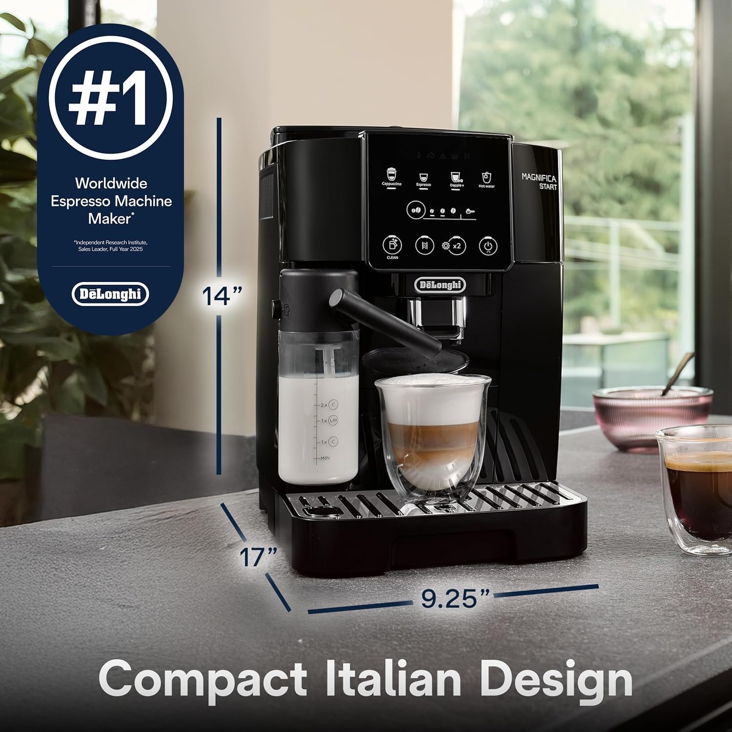 image:imageDeLonghi Magnifica Evo Next Automatic Espresso Machine Frother SilverMag Start Black Auto Frother