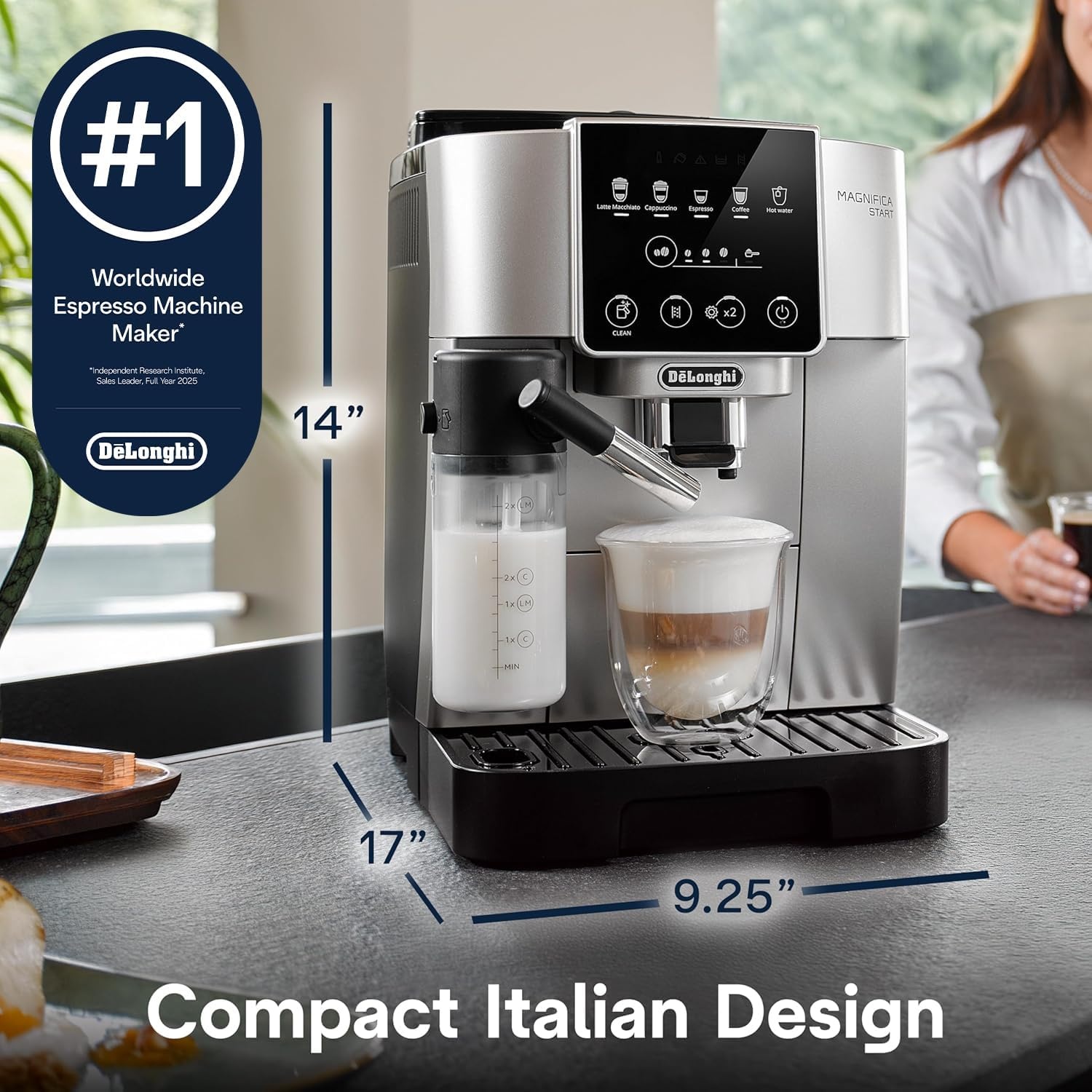 image:imageDeLonghi Magnifica Evo Next Automatic Espresso Machine Frother SilverMag Start Silver Auto Frother