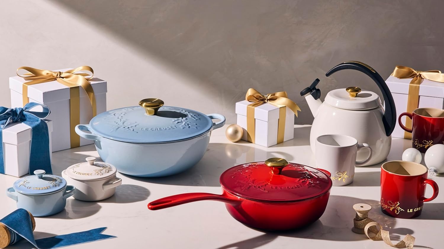 image:imageLe Creuset Enamel on Steel Cloche Kettle 22 qt Sea SaltCeriseGold