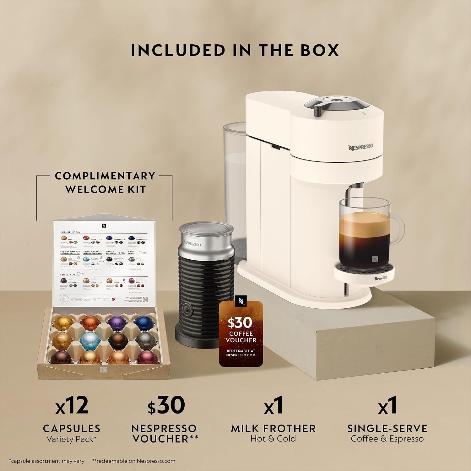 image:imageNespresso Vertuo Next Coffee Machine with Milk Frother Creamy White