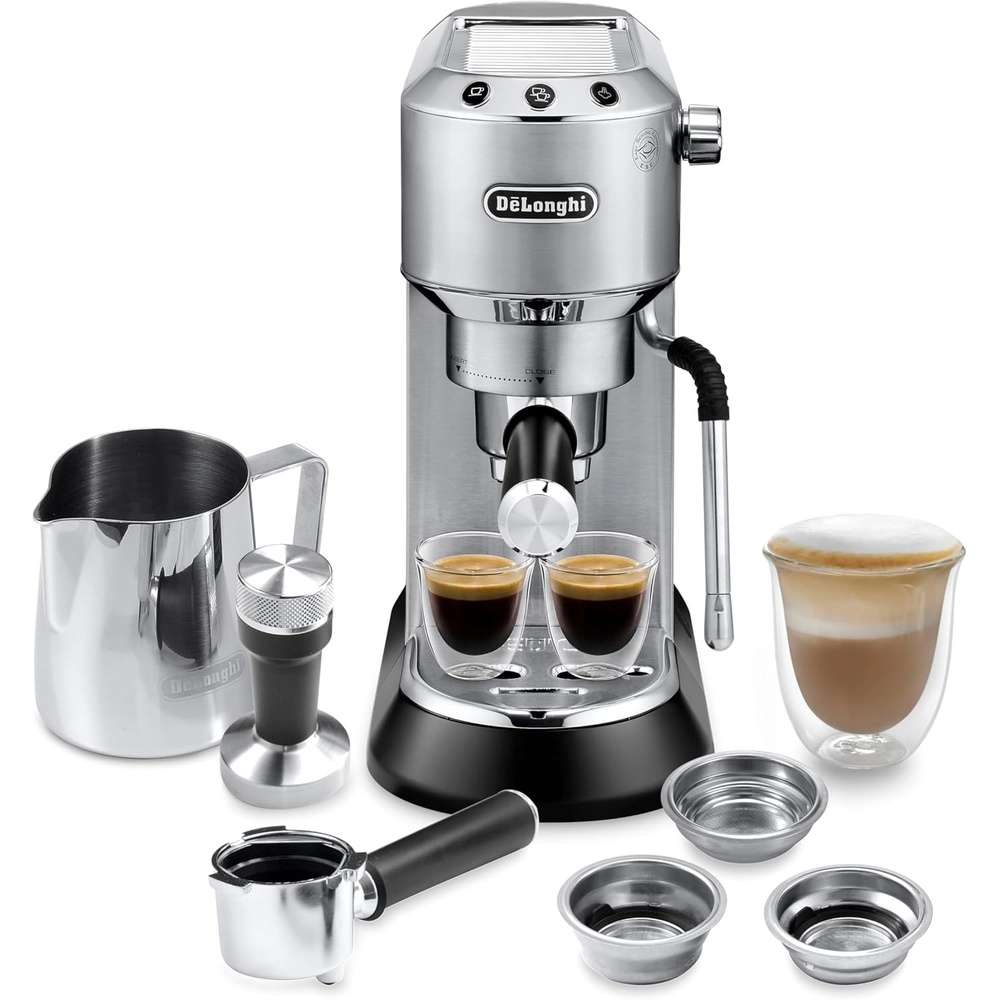 image:imageDeLonghi Dedica Arte Espresso Machine with My LatteArt Steam Wand Milk Frother 15Bar Pump amp 3Level Temp Control Compact Espresso Maker for Latte amp Cappuccino Italian Stainless Steel DesignMetal
