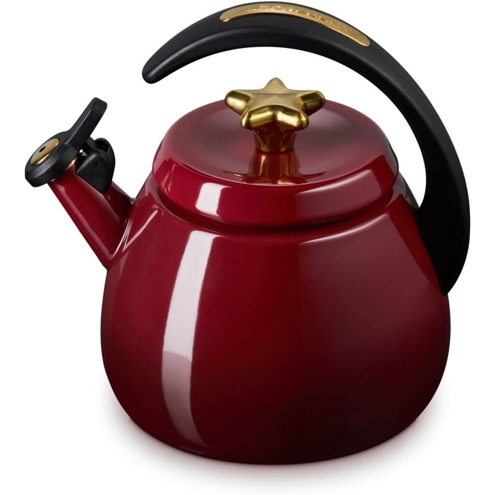 image:imageLe Creuset Enamel on Steel Cloche Kettle 22 qt Sea SaltGarnetGold Star