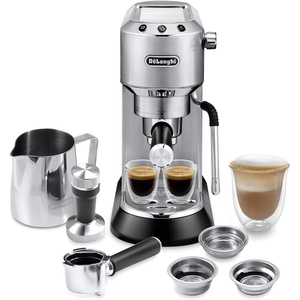 De’Longhi Dedica Arte Espresso Machine with My LatteArt Steam Wand (Milk Frother), 15-Bar Pump & 3-Level Temp Control – Compact Espresso Maker for Latte & Cappuccino – Italian Stainless Steel Design(Metal)