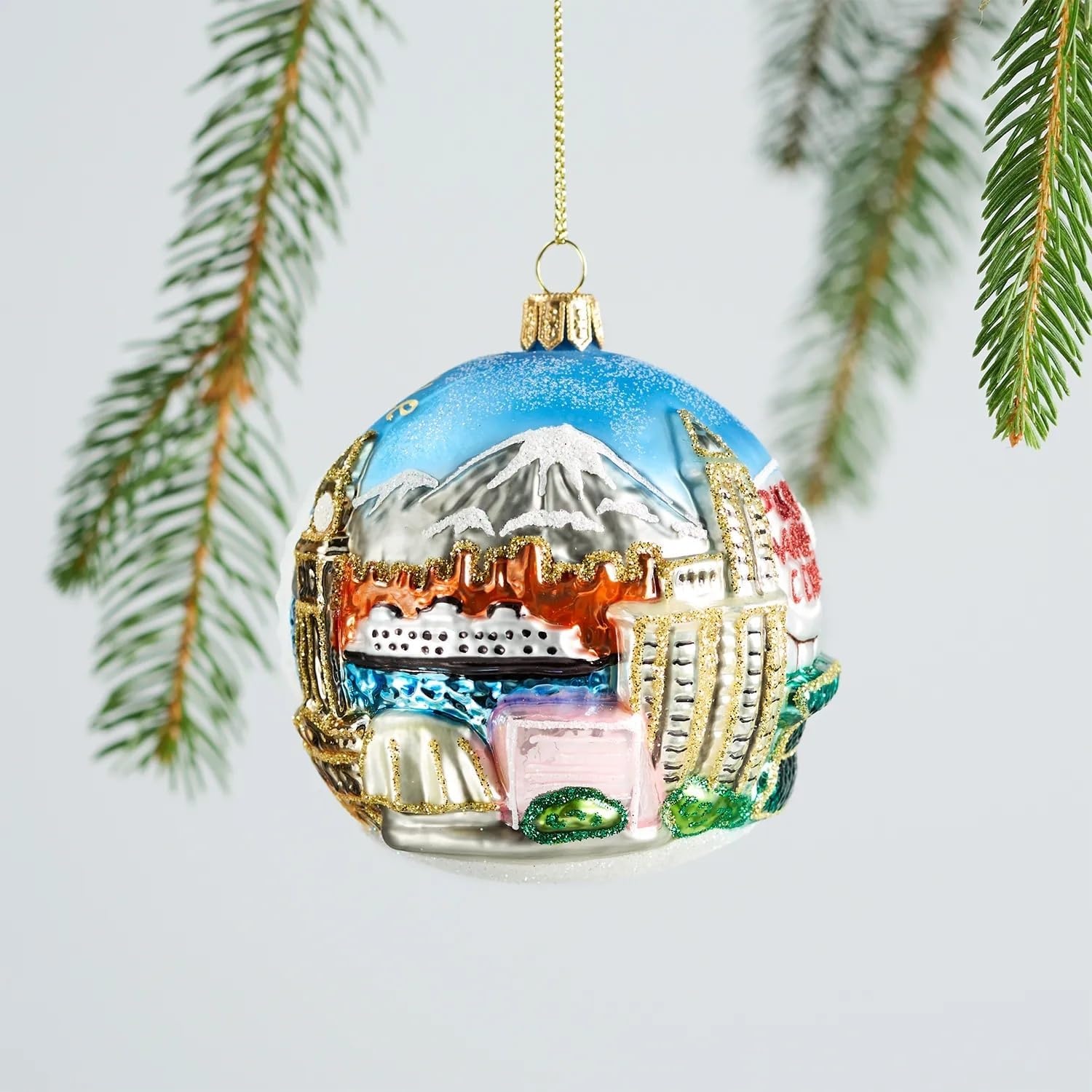 image:imageSur La Table Seattle Ball Glass Ornament 35 Blue