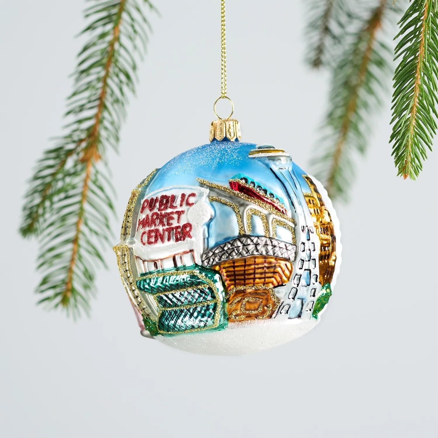 image:imageSur La Table Seattle Ball Glass Ornament 35 Blue