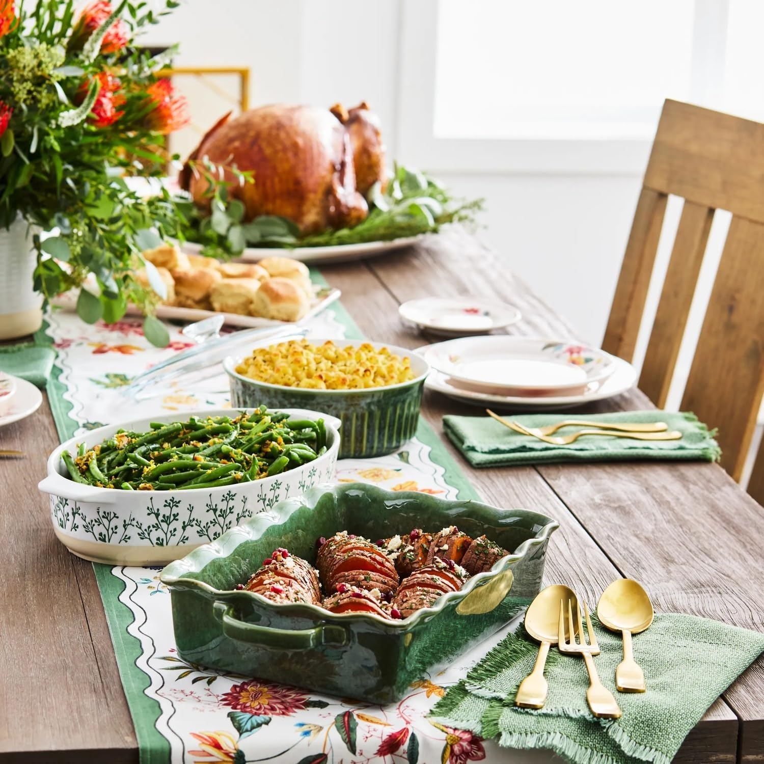 image:imageSur La Table Floral Oval Baker 34 qt Green