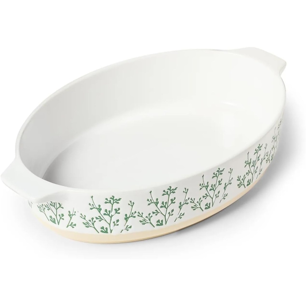 image:imageSur La Table Floral Oval Baker 34 qt Green