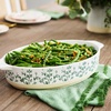Sur La Table Floral Oval Baker, 3.4 qt, Green