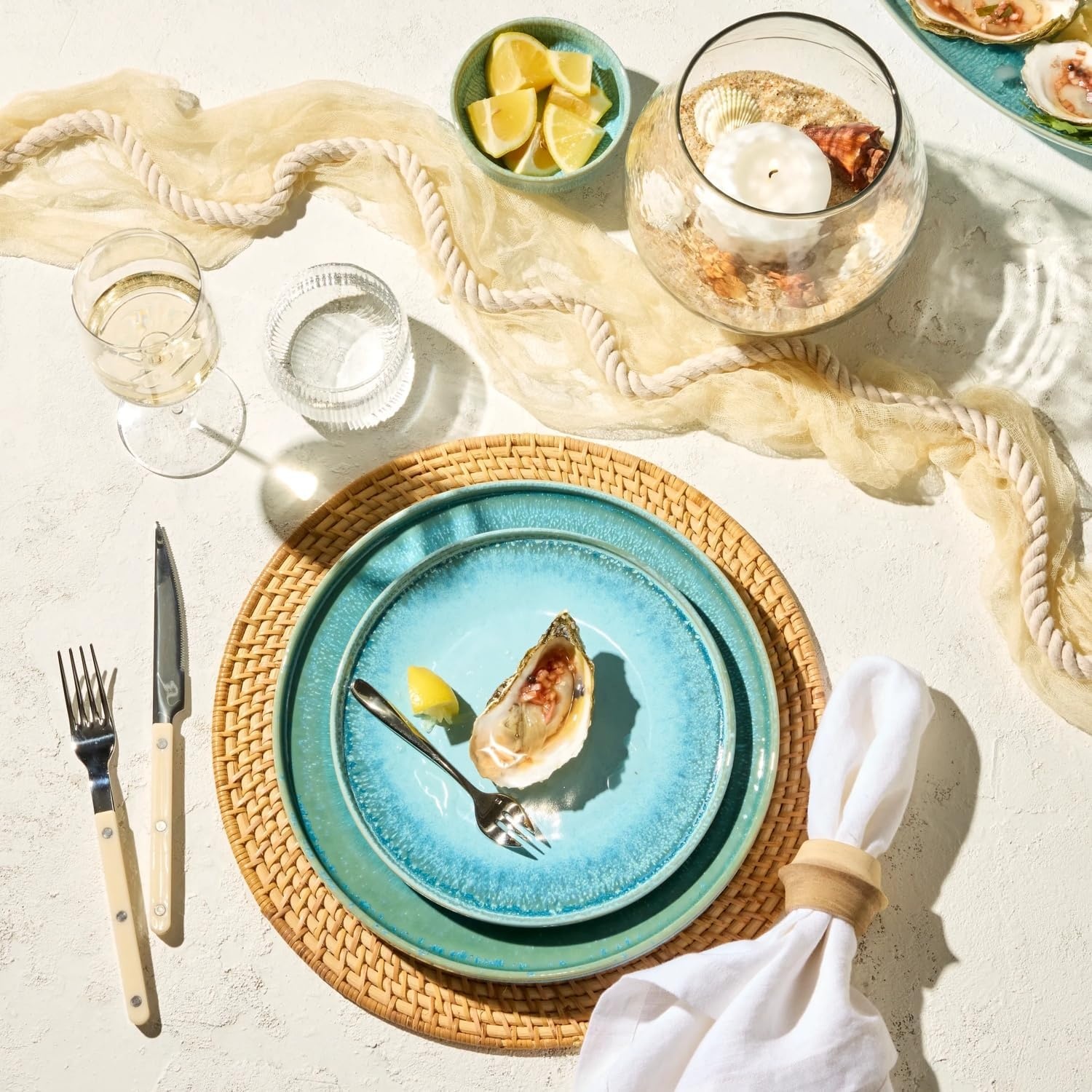 image:imageSur La Table Driftwater Reactive Glaze Dinner Plate Sea Salt