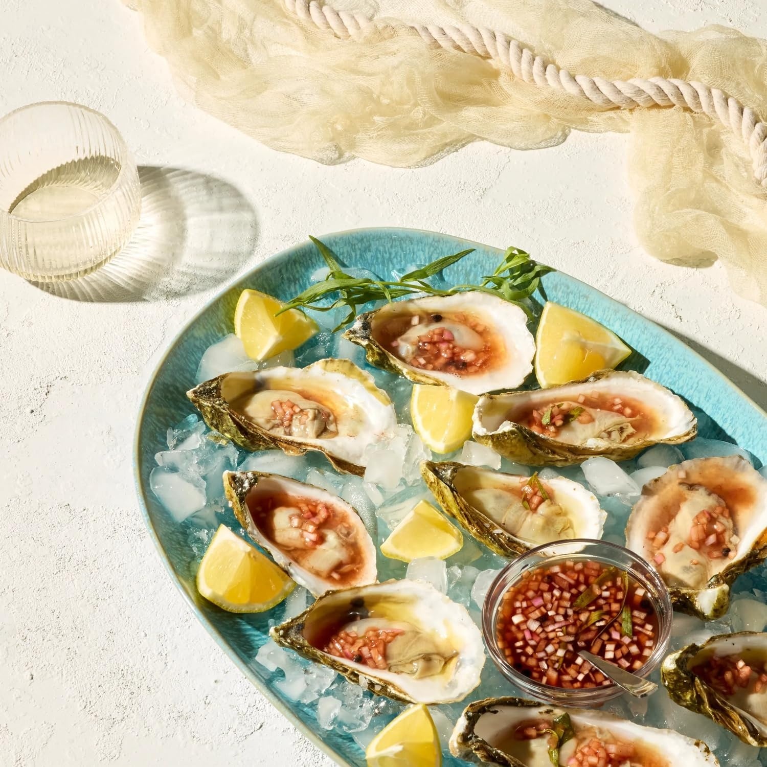 image:imageSur La Table Driftwater Reactive Glaze Oval Platter Sea Salt