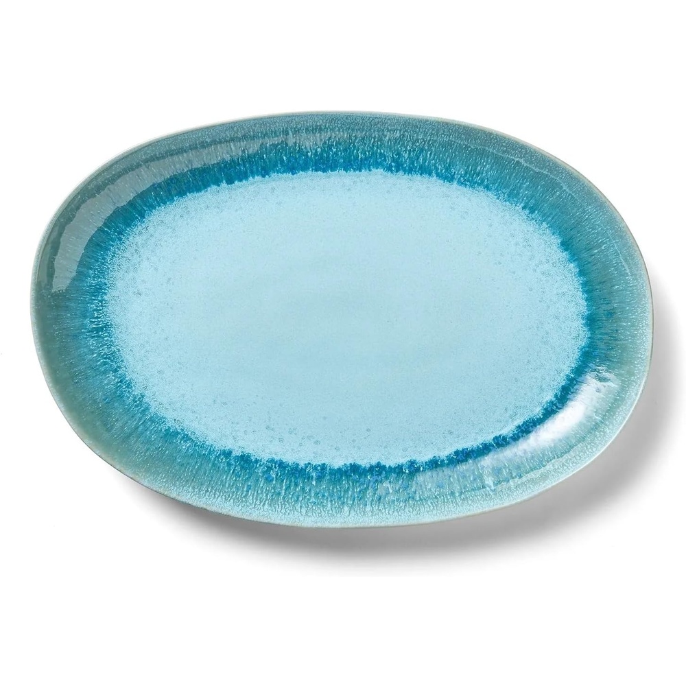 image:imageSur La Table Driftwater Reactive Glaze Oval Platter Sea Salt
