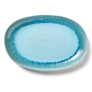 Sur La Table Driftwater Reactive Glaze Oval Platter, Sea Salt