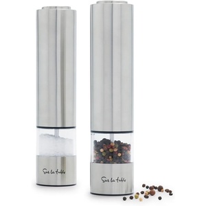 Sur La Table Electric Salt & Pepper Mill Set, Silver